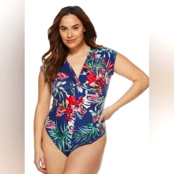 ☆NWT☆Plus Size SOFIA JEANS By Sofia Vergara 4X Twisted Front Thong Back Bodysuit - Picture 3 of 15